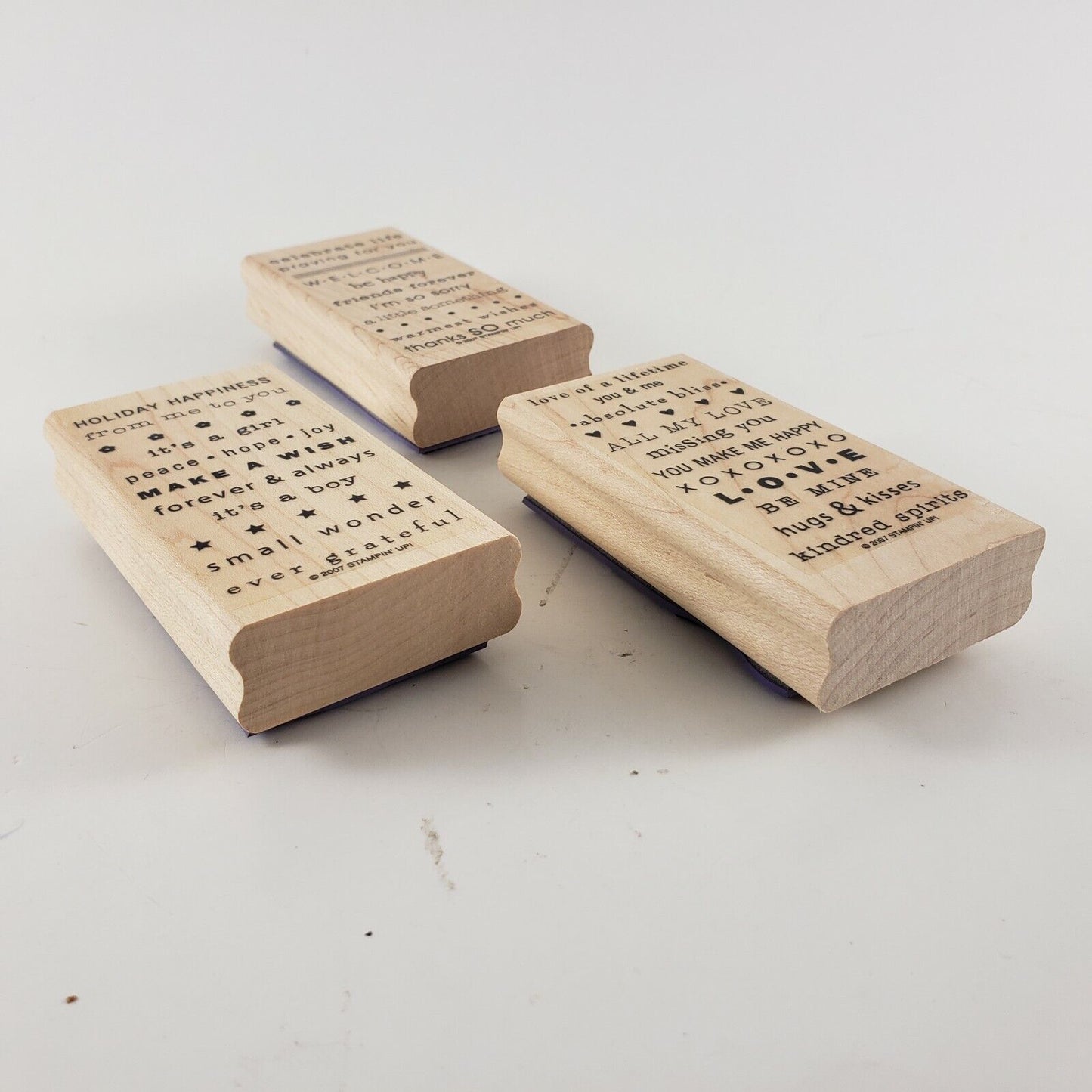 STAMPIN UP! So Many Sayings Set of 3 Wood Rubber Stamps Retired 2007 Never Used