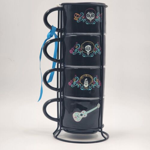 Disney Pixar LAND OF THE DEAD Coco Mug Set of 4 Rae Dunn Artisan Collection NOS