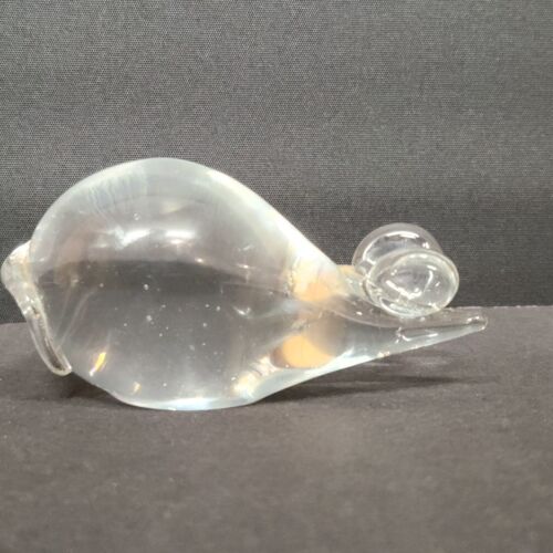 Art Glass Mouse Clear Hand Blown Paperweight Figurine 4" Long Vintage