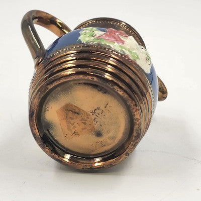 Allertons Longton Pottery Copper Lustre Staffordshire Pitcher Blue Band Raised