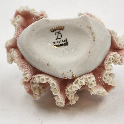 Dresden Princess Lady Figurine Pink Dress White Lace Originals West Germany