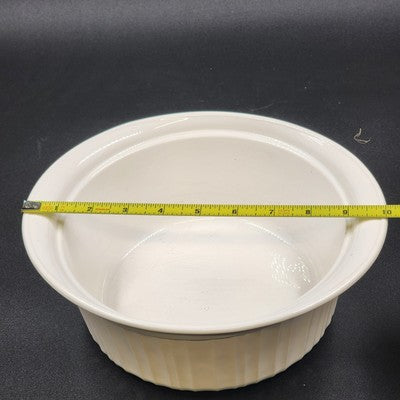 Corning Ware White Casserole Stoneware w/ Pyrex Glass Lid Baking Dish 2 Qt 1.9 L