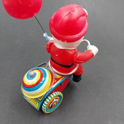Suzuki Wind Up Toy Celluloid Santa Claus 1950 Tin Tricycle Japan Vintage Works
