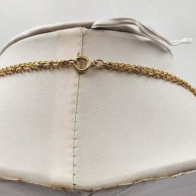 Gold Tone Figaro Chain with Charm Stars Two Strand Subtle Refined Necklace 12"