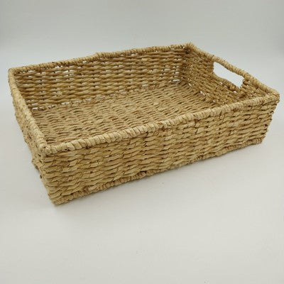 Seagrass Handwoven Storage Basket w/ Metal Frame & Handles 16" Medium