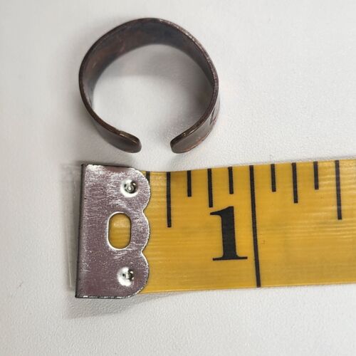 Rustic Copper Band Open Shank Ring with 5 Engraved Horseshoes for Luck