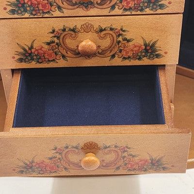 Linden Musical Jewelry Box Clock Giuseppe Studio 100 Vintage 11" x 6" x 13"h NOS