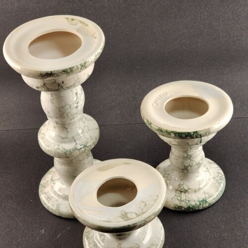 3-Pc Ceramic Pillar Candleholder Set by Litetyme Fits 3" Candles NOS