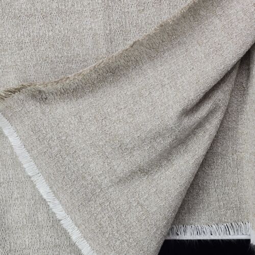 Beige Woven Tablecloth 92"x46" Polyester Cotton Nubby Texture Fringe Border