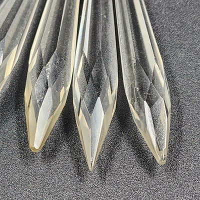4 Rock Icicle Spear Crystal Faceted Glass Chandelier Prisms 2.9" Wire Connector