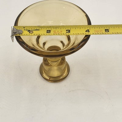 2 Indiana Amber Glass Candlestick Holder Ringed Base Recollection Pattern 4"