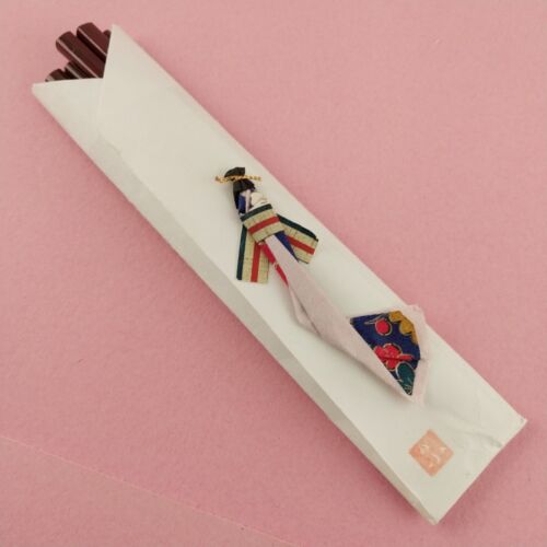 3 pr Chopsticks Square Japanese Lacquerware Brown Floral Geometric Pattern