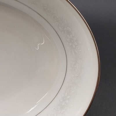 Noritake Cumberland Oval Vegetable Bowl 9.75" White Flowers Platinum Trim Japan