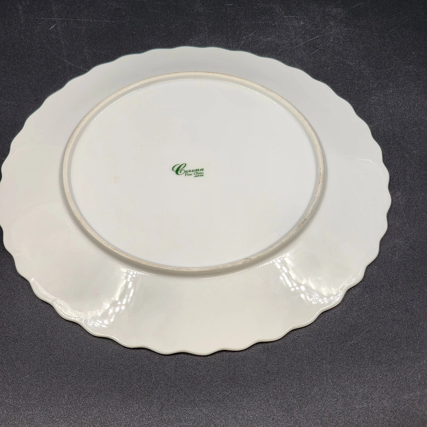 Andrea by Sadek Cake Platter Corona Floral Gold Trim Scalloped Edge 10.5"