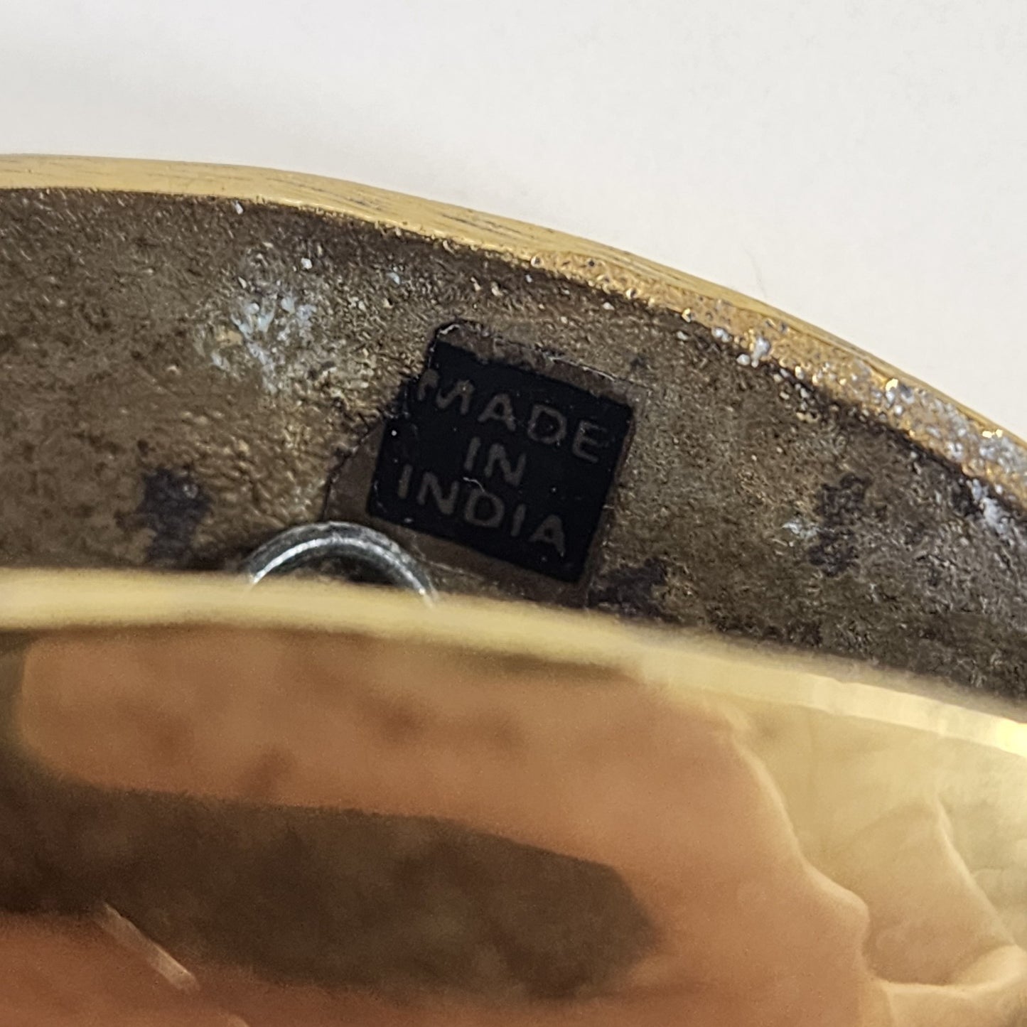 Shiny Brass Gold Tone Asymmetrical Temple Fasting Bell with Ring Handle 3"x2.5"