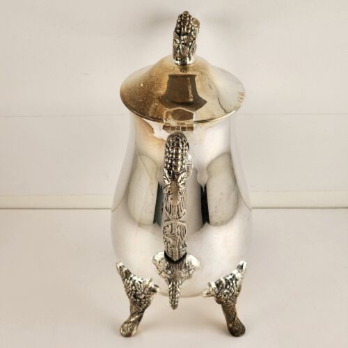 Coffee Server Set Silver Plate Grapevine Pattern with Sugar Creamer Vintage NOS