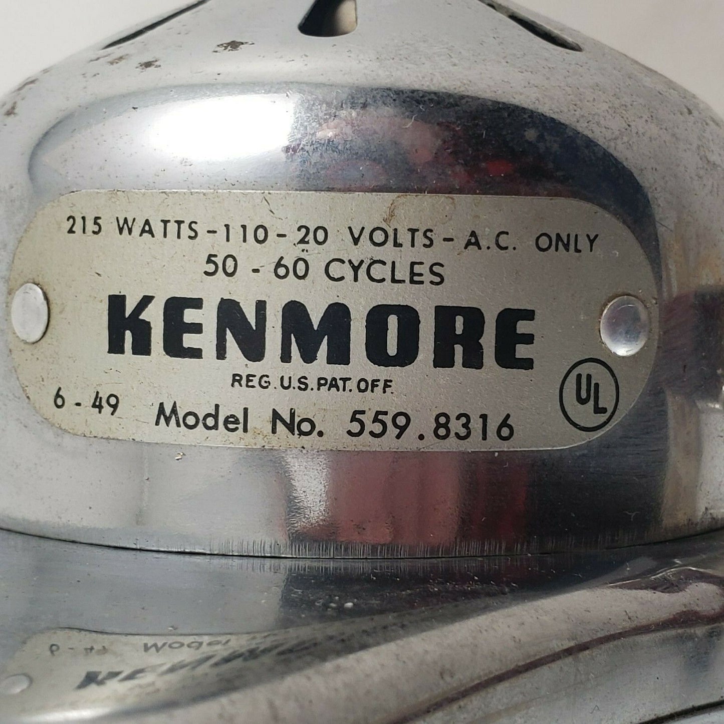 Kenmore Model No 559.8316 Hand Blowdryer Chrome Hair Dryer Vintage 1950's Works