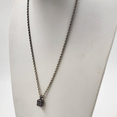 Silver Tone Rope Chain with Prayer Box Cross Design Charm Pendant 12" Necklace