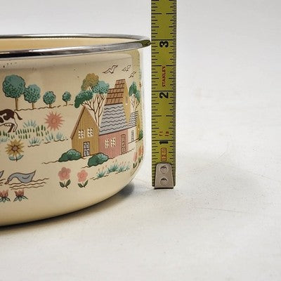 2 pcs International Heartland Enamel Nesting Mixing Bowls 7" x 3" & 6.5" x 2.75"