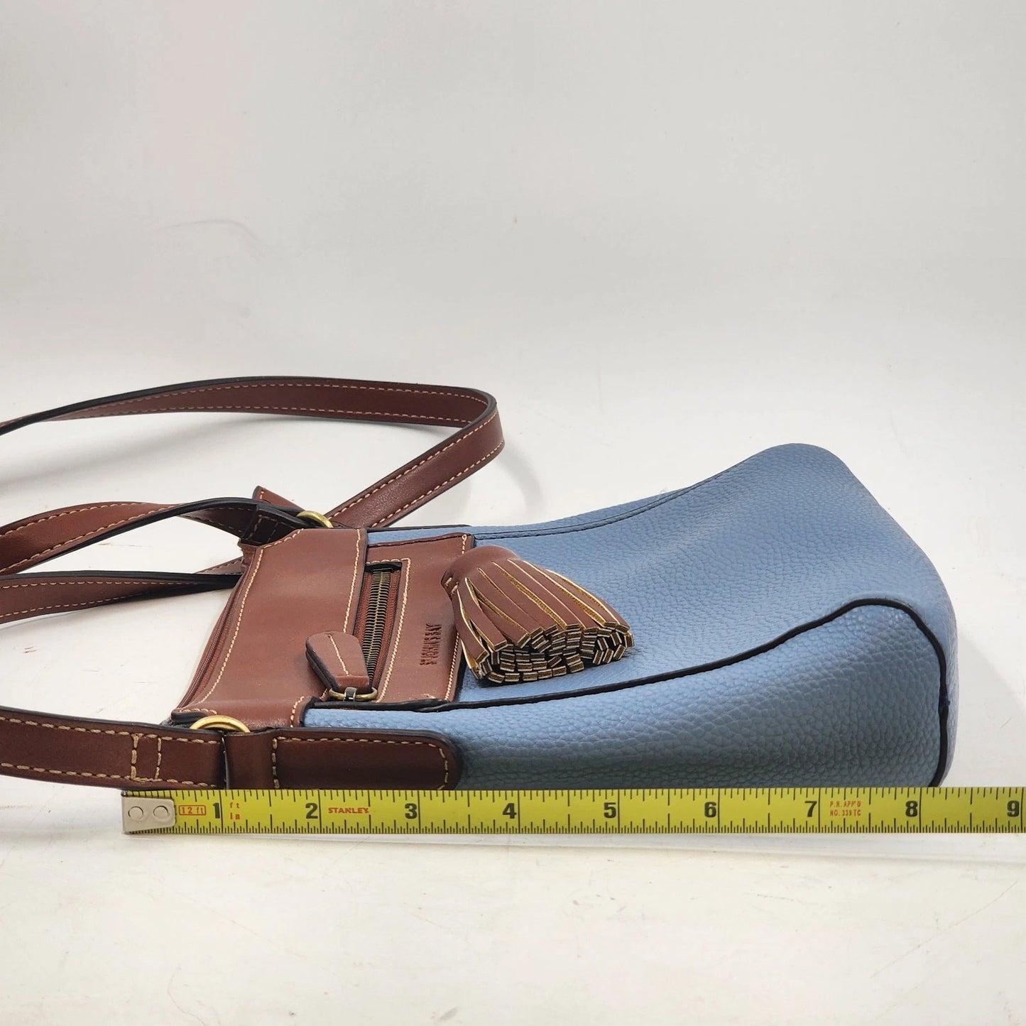 St John's Bay Blue & Brown Crossbody Shoulder Bag Faux Leather Handbag Classic