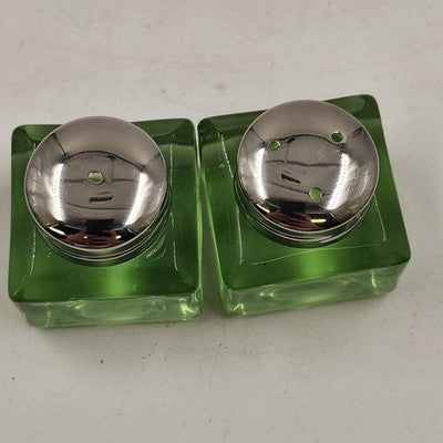 Pottery Barn Monterey Green Glass Salt & Pepper Shakers NIB Tabletop New