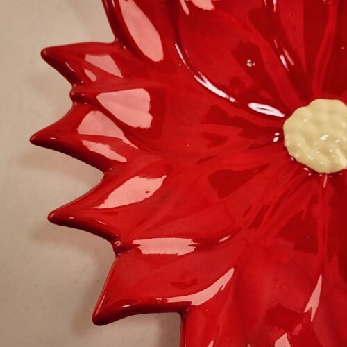 Set of 3 Poinsettia Flower Candy Dishes Christmas Atlantic Mold One 10" & Two 8"