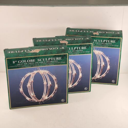 3 Christmas Light Sculpture Round Ball Globe 20 UL Lights Folding Indoor/Outdoor