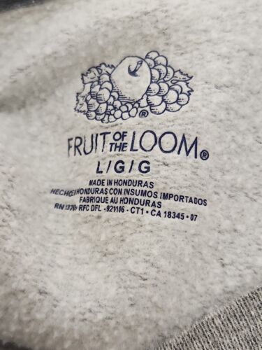 Fruit Of The Loom Gray Crewneck Sweatshirt Men's Large Plain Fleece Ragland