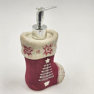 Christmas Soap Dispenser Santa Claus Red White Sock Ceramic Holiday 7.25"