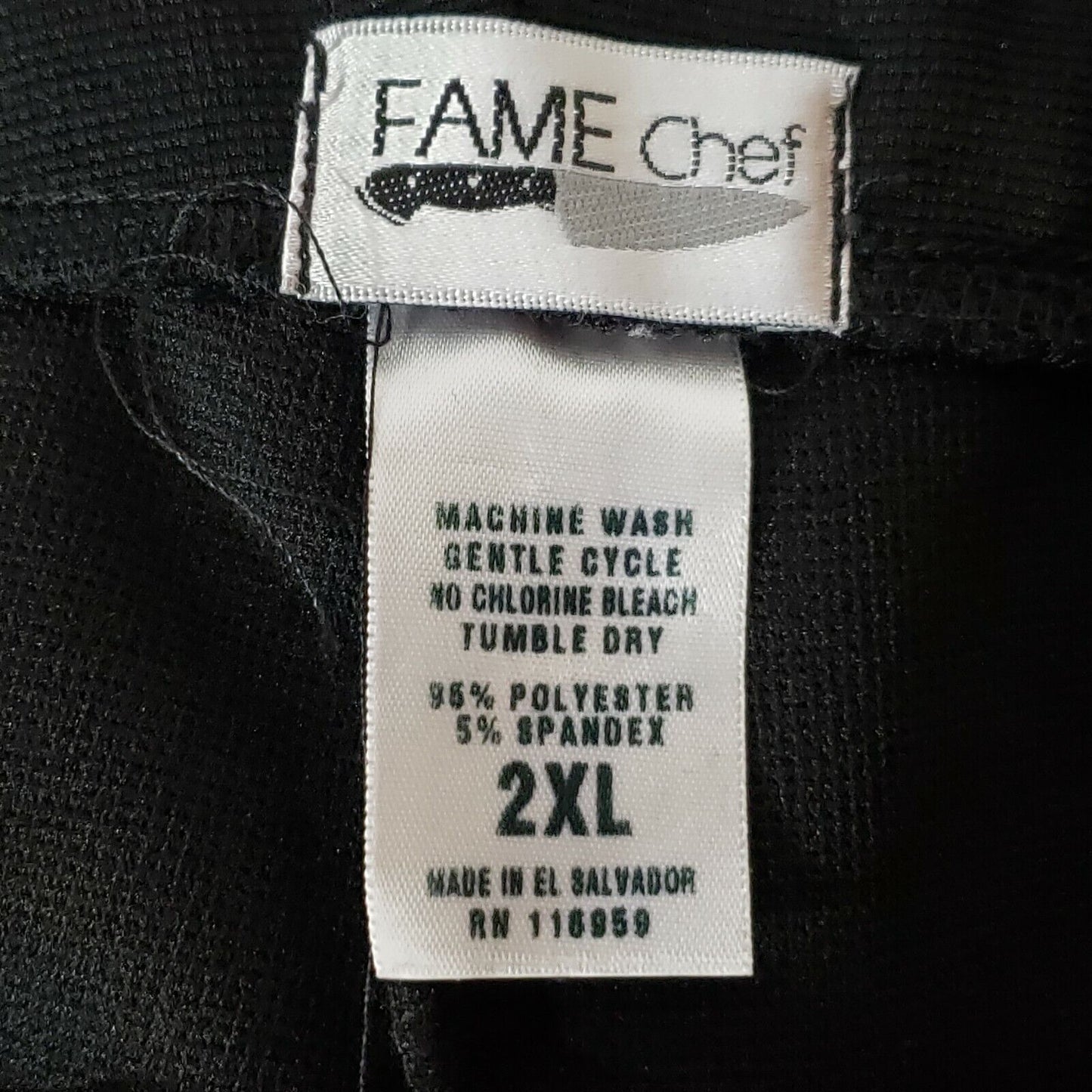 Women Chef Capri 2XL Black Knit Pull On Fame Fabrics Elastic Waist 36" W x 22" I