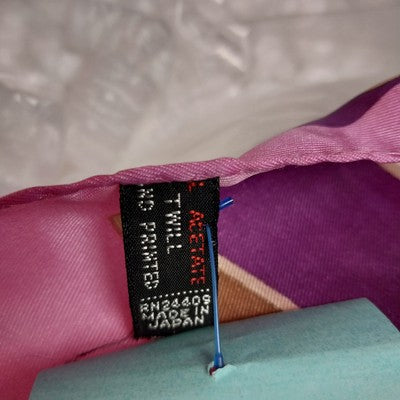 Multicolor Wavy Swirl Stripe Scarf Rectangle 11.5x44" Acetate Japan Hand Painted