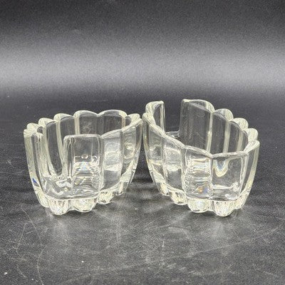 2 Princess House 438 Crystal Utensil Holders Buffet Server Spoon Fork Rests
