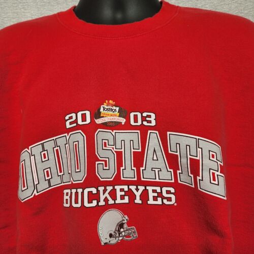 Ohio State 2003 Tostitos National Champion Crew Sweatshirt Men's XL Red Vintage