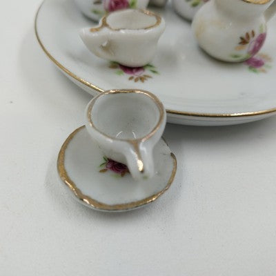 Vintage Mini Tea Set 9pc Purple Rose Gold Trim by Price Products