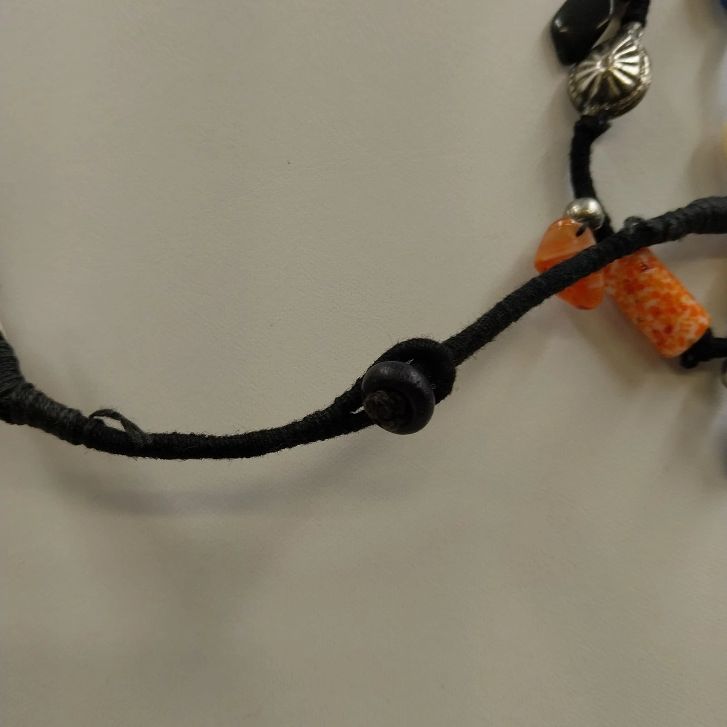 Necklaces Lot Beaded Chain Boho Multicolor Art Glass & Textured Black Orange
