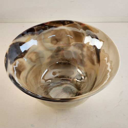 Vintage Murano Glass Yalos Casa Mother of Pearl Bowl Made in Italy 9.5"