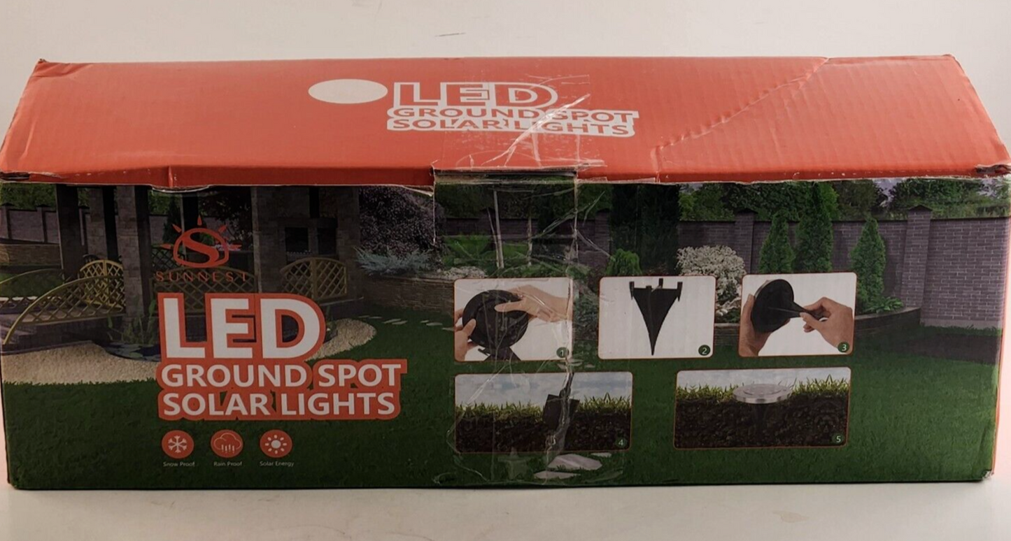 Sunnest 12 Pack LED Ground Spot Solar Lights Front and Back Yard