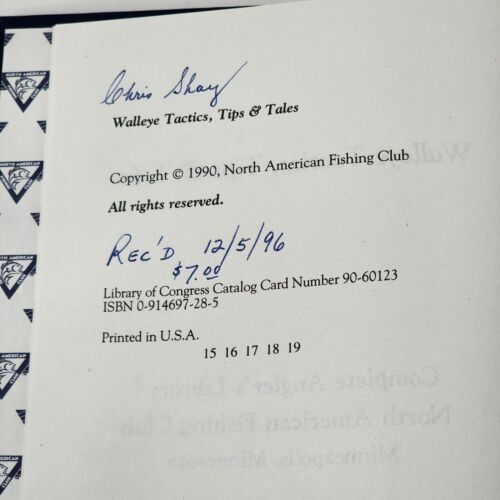 Walleye Tactics Tips and Tales by Mark Strand VG HC 1990 Signed by Chris Shay