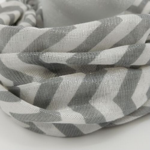 Chevron Infinity Scarf Womens Gray Sparkly Striped Glam Chic 35"x4.5"