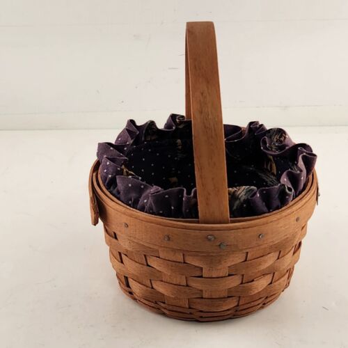 Longaberger 1991 Discovery Basket with Sailboat Fabric Liner and Fixed Handle