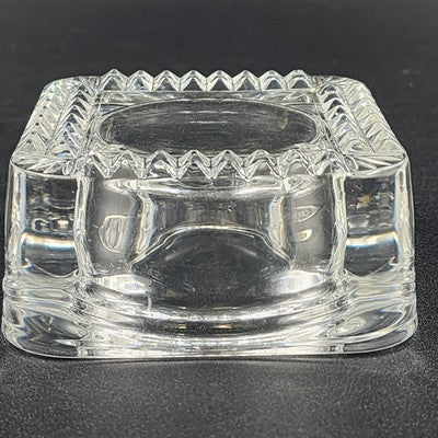 Crystal D'Argues French Candle Holder Faceted Square 4" Marked France EUC