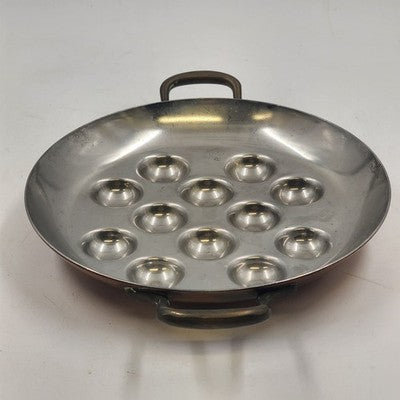 Aluminum and Brass Escargot Snail Serving Tray Pan Dish 12 Holes Stainless Steel