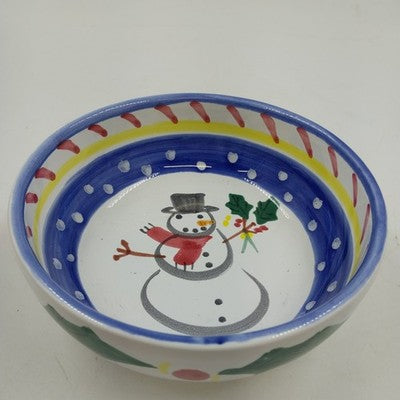 Soup Cereal Bowl Present Tense Snowman Italy Home Artsy Christmas 5.75 Pottery