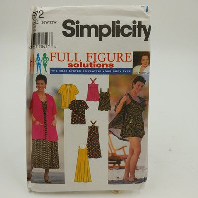 Simplicity 7672 Sewing Pattern Uncut Jacket Dress Sundress Shorts 26W-32W