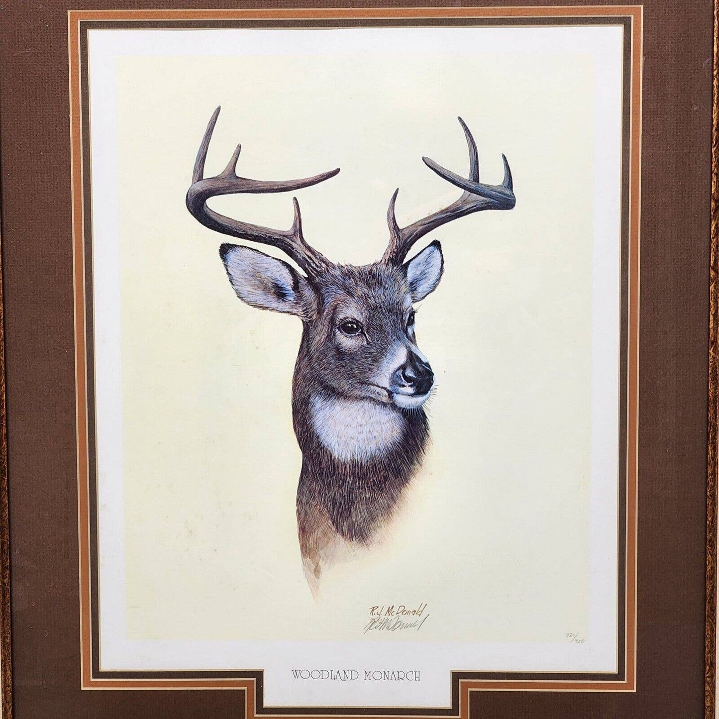 WOODLAND MONARCH by Ralph J McDonald '82 Numbered Signed Print Framed and Matted