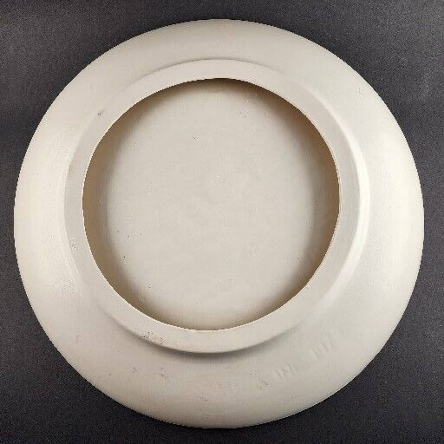 Large Round Serving Platter 16" Homemade White Ceramic Green Red Holly Border