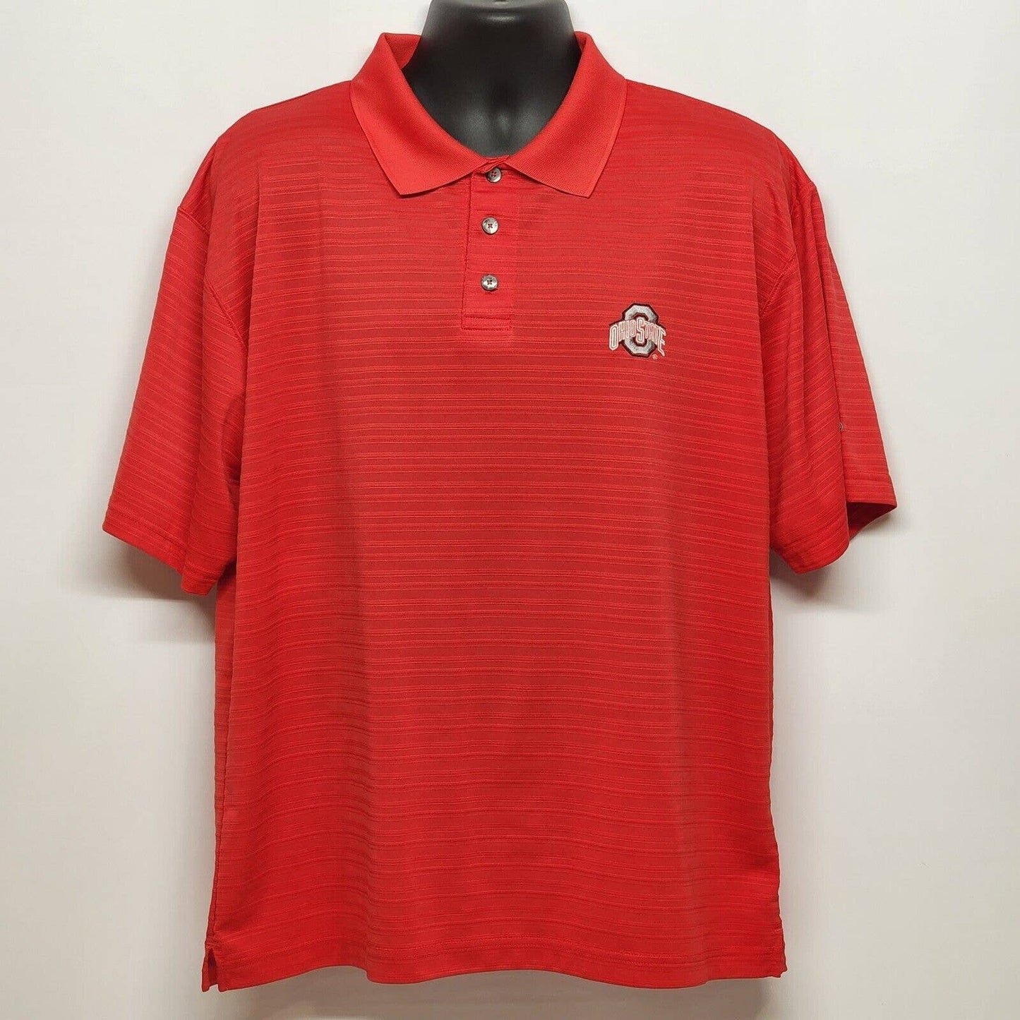Ohio State Buckeyes Men's SS Polo Golf Shirt Large Red Pro Player P2 Polyester