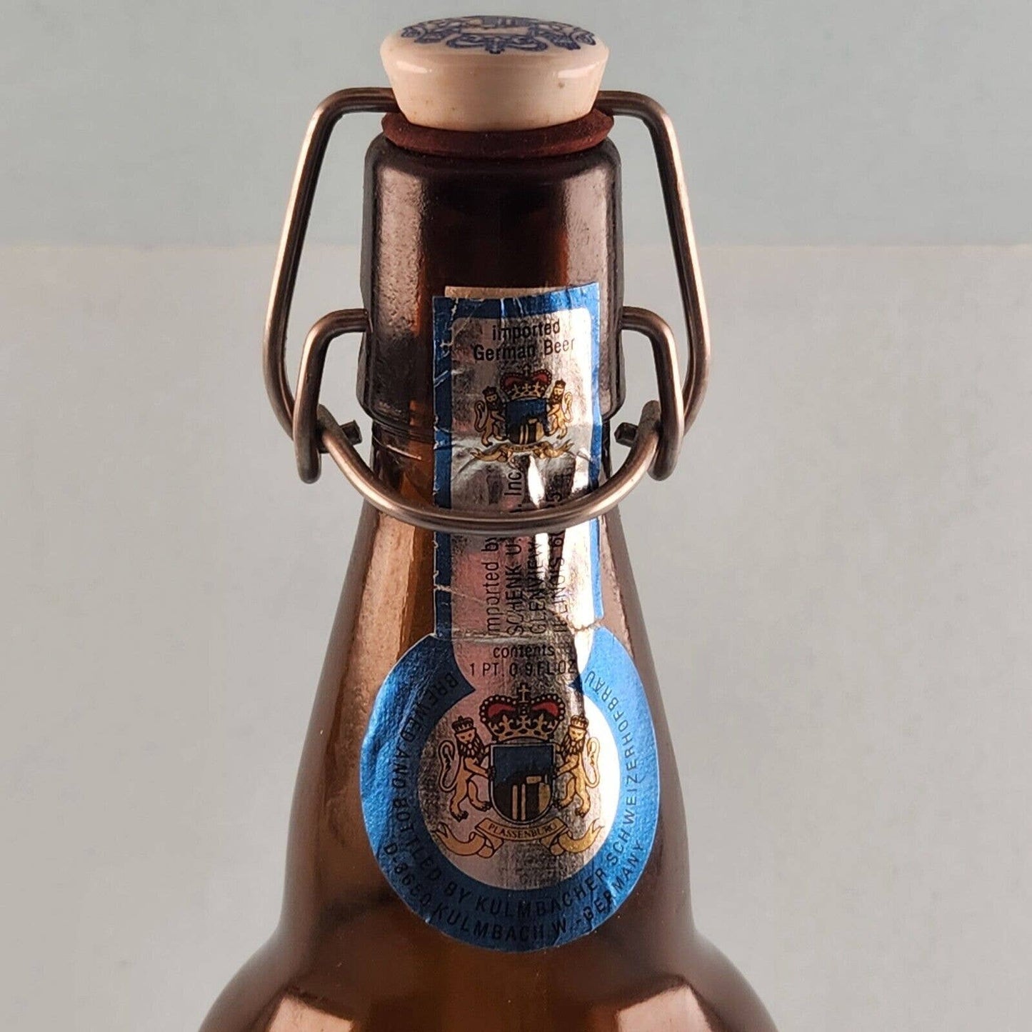 Kulmbacher Schweizerhof Brau Glass Beer Bottle Empty w Lightning Cap Vintage
