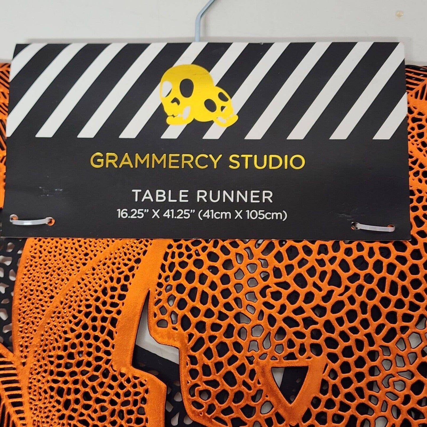 Halloween Pumpkin Table Runner Cut Out Orange Vinyl 16" x 41" Jack-O-Lantern NWT
