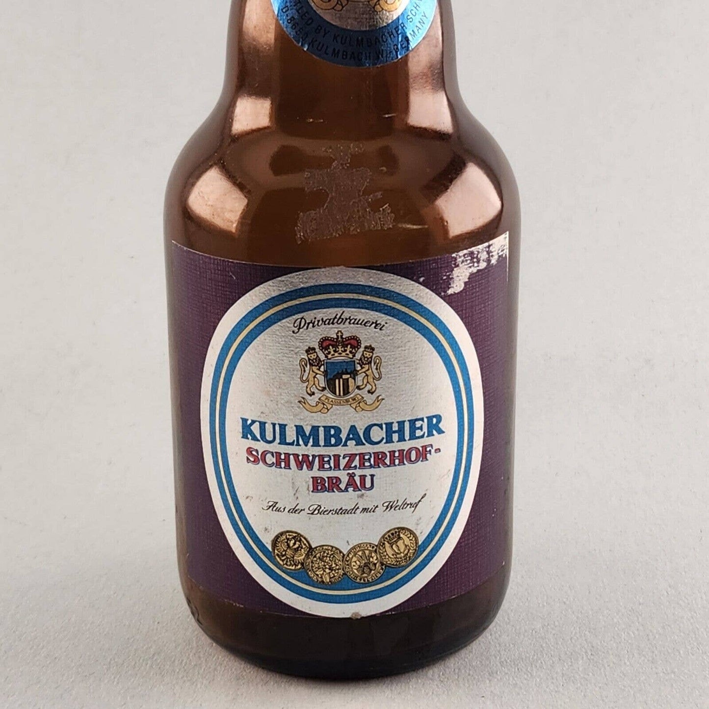 Kulmbacher Schweizerhof Brau Glass Beer Bottle Empty w Lightning Cap Vintage